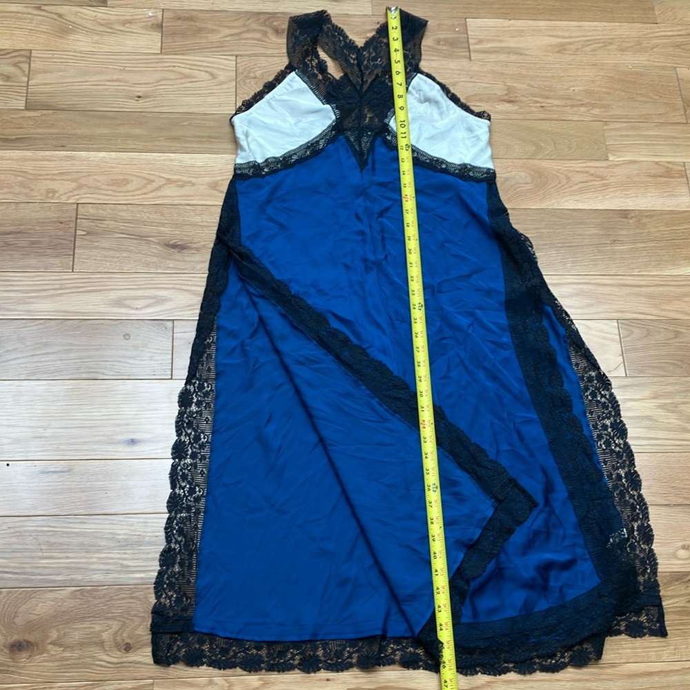 Free People Blue and Black Lace Maxi Dress Medium high slits - Picture 7 of 11